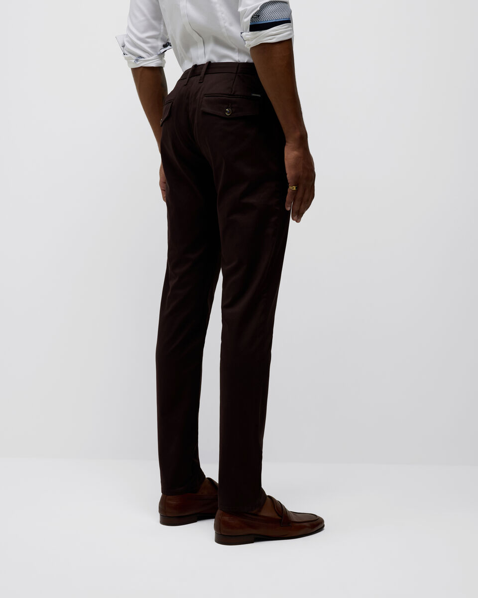 Ultra Slim Cotton-Tencel Chino, Chocolate, hi-res